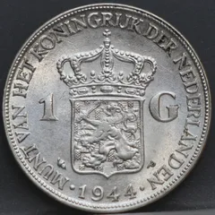 1 Gulden 1944 P — Wilhelmina voorzijde, zilver