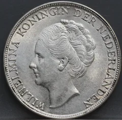 1 Gulden 1944 P — Wilhelmina achterzijde, zilver