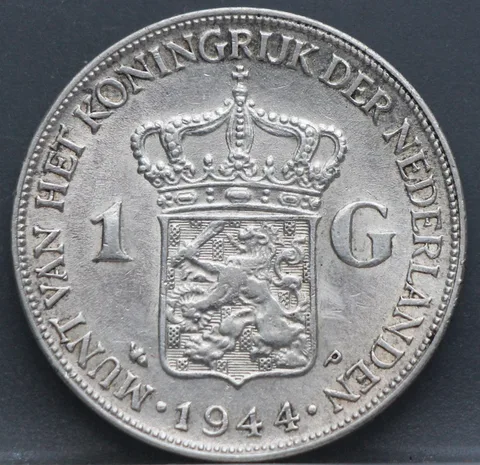 1 Gulden 1944 P — Wilhelmina, Zilver