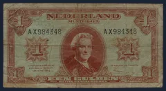1 Gulden 1945 Muntbiljet Wilhelmina
