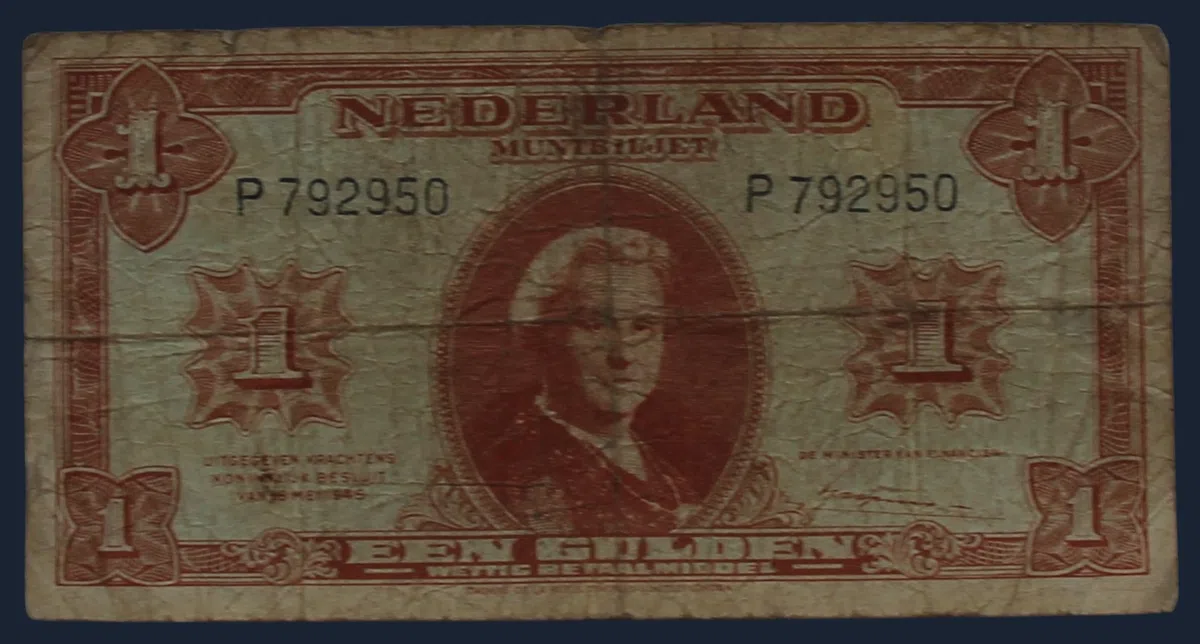 1 Gulden 1945 Muntbiljet Wilhelmina NVMH 06-1A