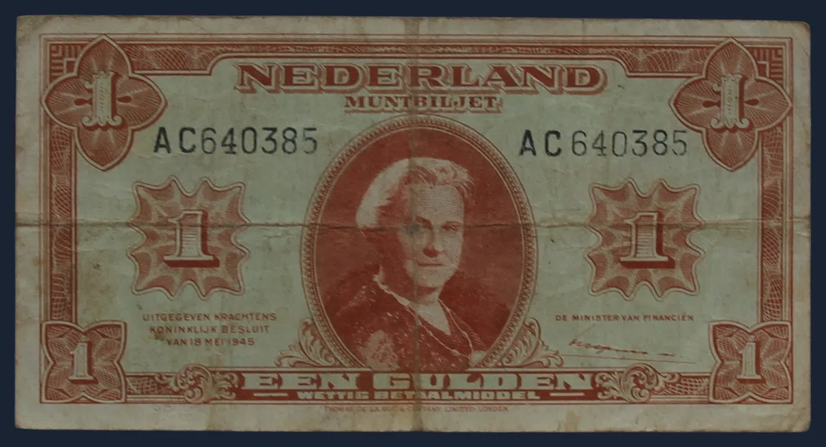1 Gulden 1945 Muntbiljet Wilhelmina NVMH 06-1B