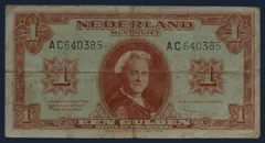 1 Gulden 1945 Muntbiljet Wilhelmina NVMH 06-1B