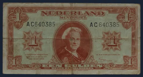 1 Gulden 1945 Muntbiljet Wilhelmina NVMH 06-1B