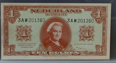 1 Gulden 1945 — Muntbiljet Wilhelmina NVMH 06-1C