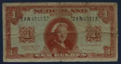 1 Gulden 1945 Muntbiljet Wilhelmina NVMH 06-1C