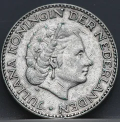 1 Gulden 1954 — Juliana Zilver achterzijde, Nederland