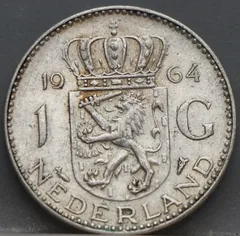 1 Gulden 1964 Nederland Zilver — Juliana voorzijde