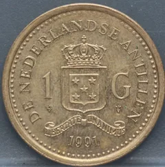 1 Gulden 1991 Nederlandse Antillen — Aureate Bonded Steel voorzijde