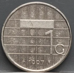 1 Gulden 1997 — Nikkel voorzijde, Nederland