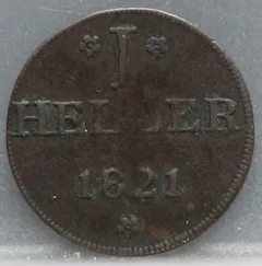 1 Heller 1821 Frankfurt am Main — Koper voorzijde