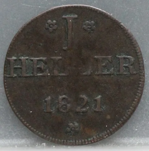 1 Heller 1821 Frankfurt am Main — Koper