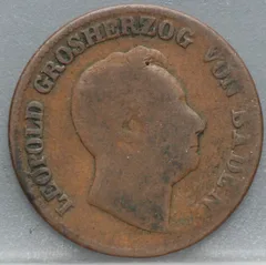 1 Kreuzer 1849 Baden — Koper achterzijde