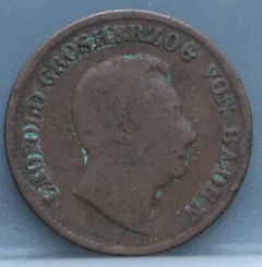 1 Kreuzer 1849 Baden — Koper achterzijde