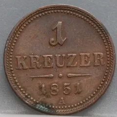 1 Kreuzer 1851 A — Oostenrijk Koper voorzijde