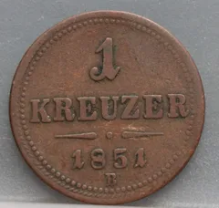 1 Kreuzer 1851 B — Oostenrijk, Koper voorzijde