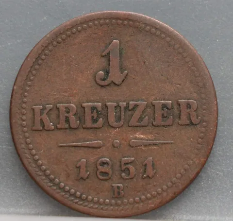 1 Kreuzer 1851 B — Oostenrijk, Koper