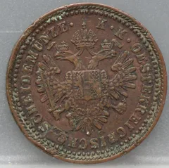 1 Kreuzer 1851 Oostenrijk Koper achterzijde