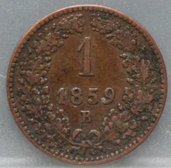 1 Kreuzer 1859 (B) Oostenrijk — Koper voorzijde