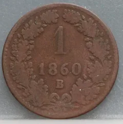 1 Kreuzer 1860 B — Oostenrijk, Koper voorzijde