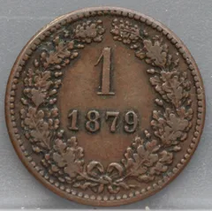 1 Kreuzer 1879 Oostenrijk — Koper voorzijde