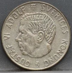1 Krona 1954 Zweden Zilver achterzijde
