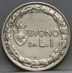 1 Lira 1922 Italië — Nikkel achterzijde