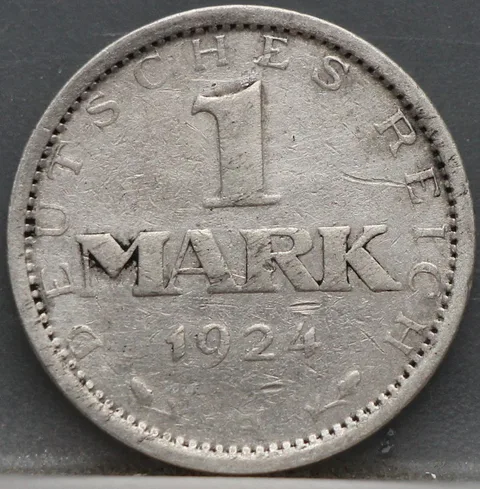 1 Mark 1924 (A) — Duits Rijk Zilver