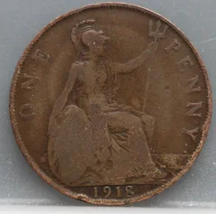 1 Penny 1918 Verenigd Koninkrijk — Brons voorzijde