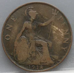 1 Penny 1918 Verenigd Koninkrijk — Brons voorzijde