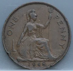 1 Penny 1948 Verenigd Koninkrijk Brons voorzijde