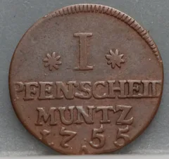 1 Pfennig 1755 Pruisen voorzijde
