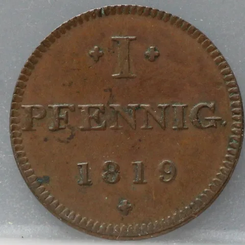 1 Pfennig 1819 Frankfurt am Main — Koper