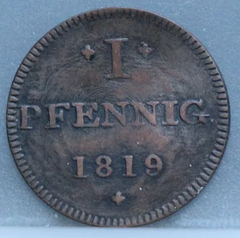 1 Pfennig 1819 Frankfurt am Main — Koper