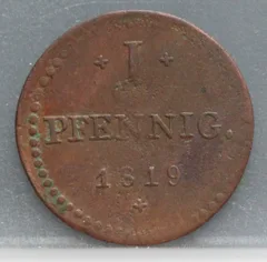 1 Pfennig 1819 Hessen-Darmstadt — Koper voorzijde