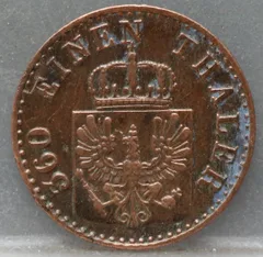 1 Pfennig 1849 Pruisen — Koper achterzijde