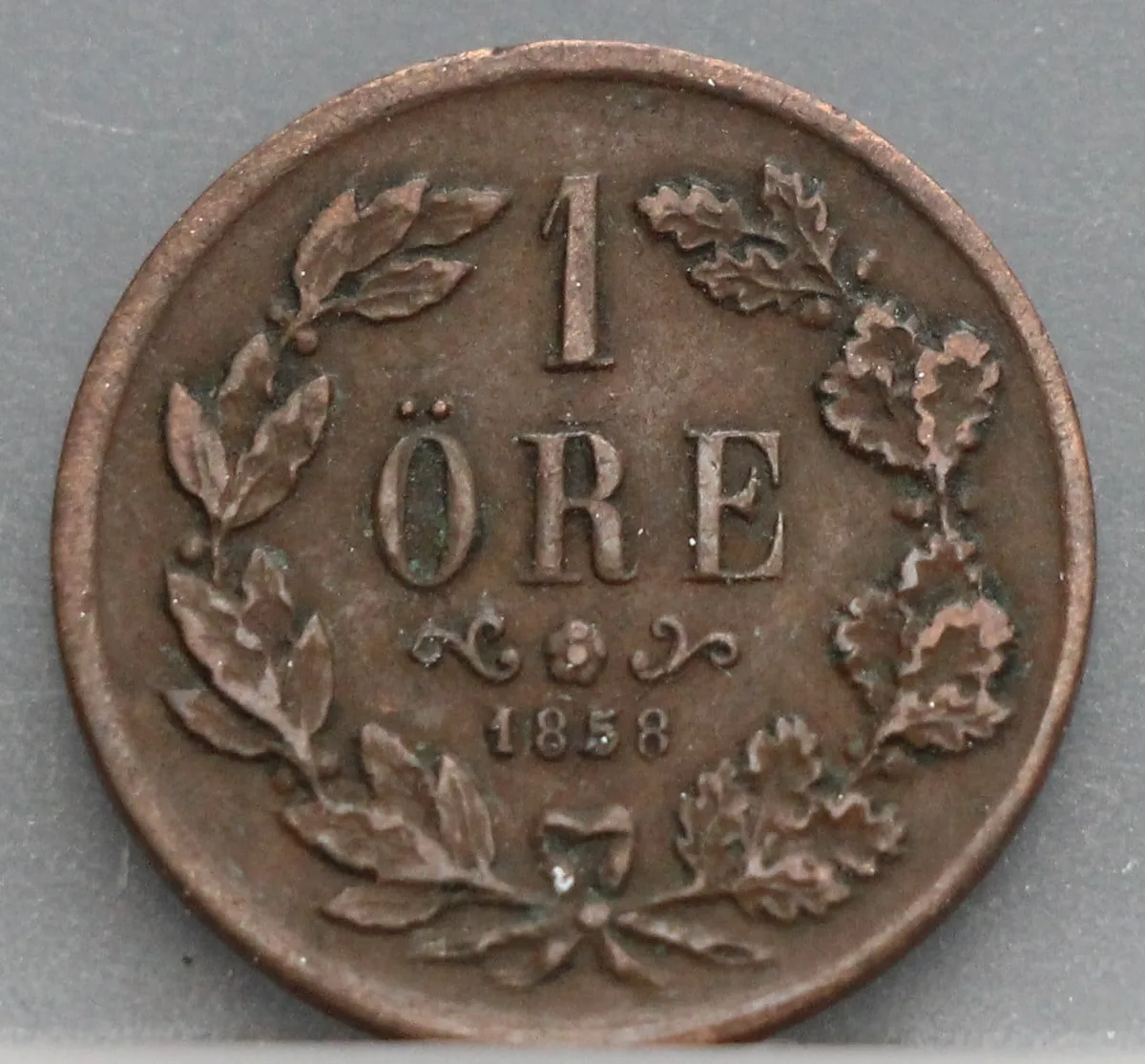 1 Öre 1858 Zweden — Brons voorzijde