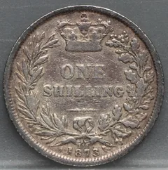 1 Shilling 1873 Verenigd Koninkrijk Zilver achterzijde