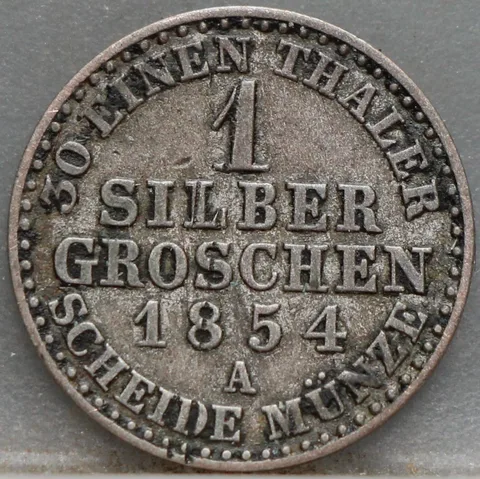 1 Silbergroschen 1854 Pruisen Zilver