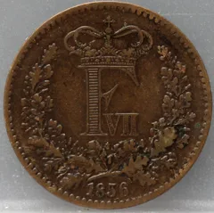 1 Skilling Rigsmønt 1856 Denemarken — Koper voorzijde