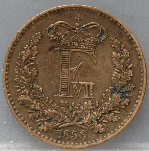 1 Skilling Rigsmønt 1856 Denemarken Koper