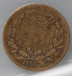 1 Skilling Rigsmønt 1856 Denemarken — Koper voorzijde