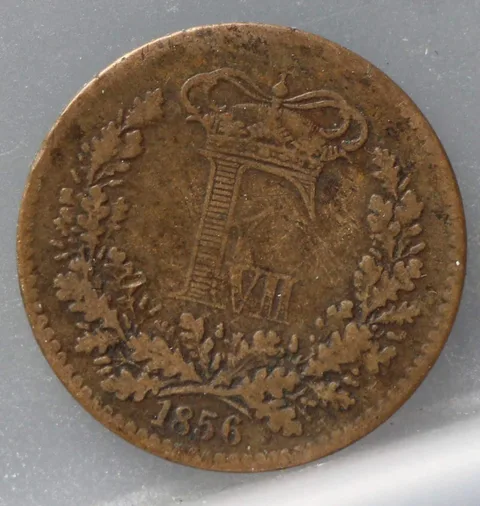 1 Skilling Rigsmønt 1856 Denemarken — Koper