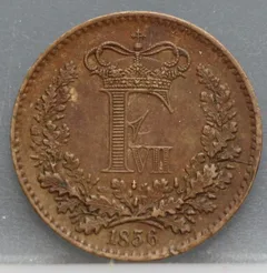 1 Skilling Rigsmønt 1856 Denemarken Koper voorzijde