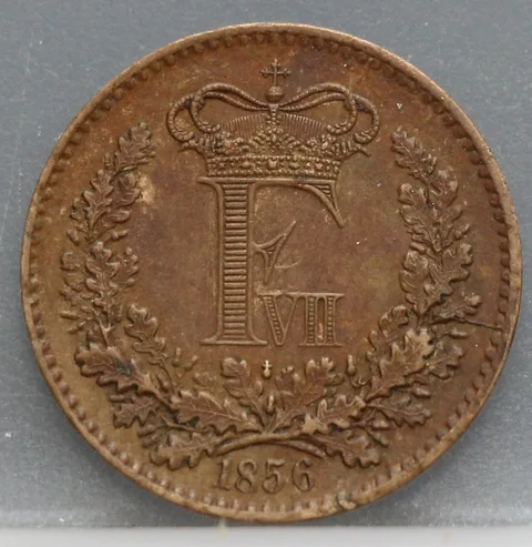 1 Skilling Rigsmønt 1856 Denemarken Koper