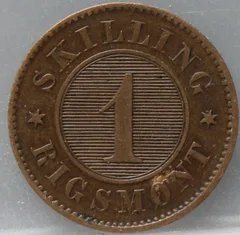 1 Skilling Rigsmønt 1856 Denemarken — Koper achterzijde
