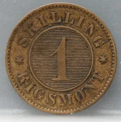1 Skilling Rigsmønt 1856 Denemarken — Koper achterzijde