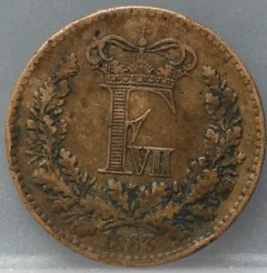 1 Skilling Rigsmønt 1863 Denemarken — Koper voorzijde