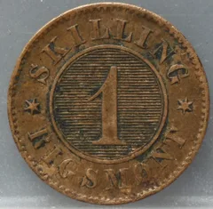 1 Skilling Rigsmønt 1863 Denemarken — Koper achterzijde