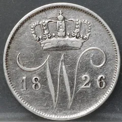 10 Cent 1826 B — Zilveren Dubbeltje Willem I voorzijde, Zilver 569/1000